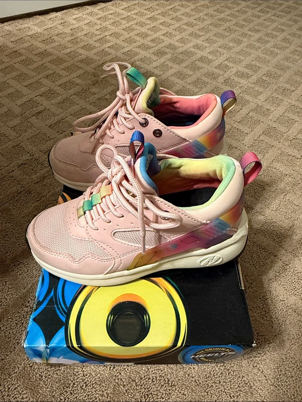 Heelys Pink Sneakers with Rainbow Pull Tabs